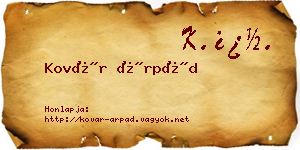 Kovár Árpád névjegykártya