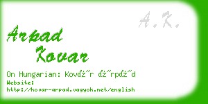 arpad kovar business card